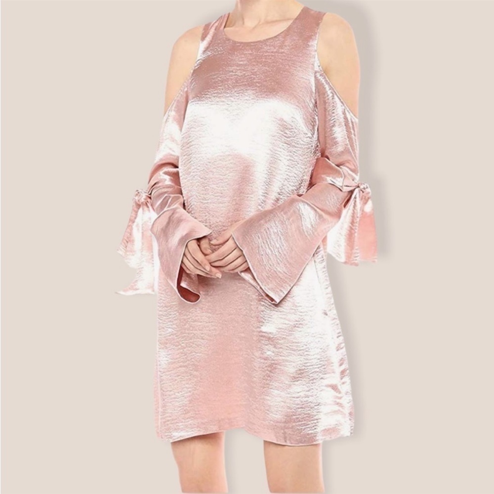Rachel roy blush cold shoulder satin like dress - Picture 2 of 10